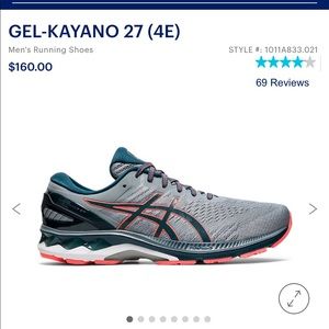 New Asics Running Shoes - Gel Kayano 27 4E, US10
